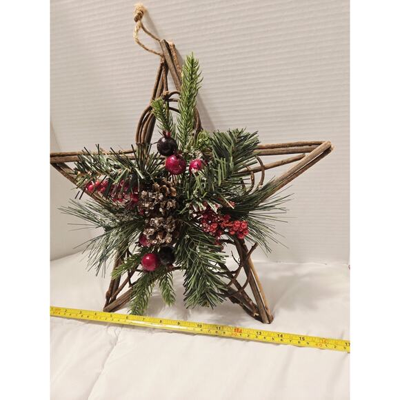 Woven Rattan Tree Star Topper Red PineCone Ralph Lauren Christmas Classic Decor - Picture 5 of 9